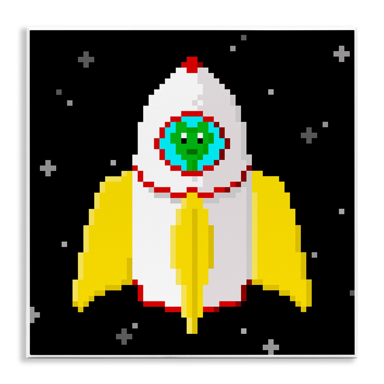 Stupell Industries Pixel Alien in Space Wall Plaque Art Design by June Erica Vess